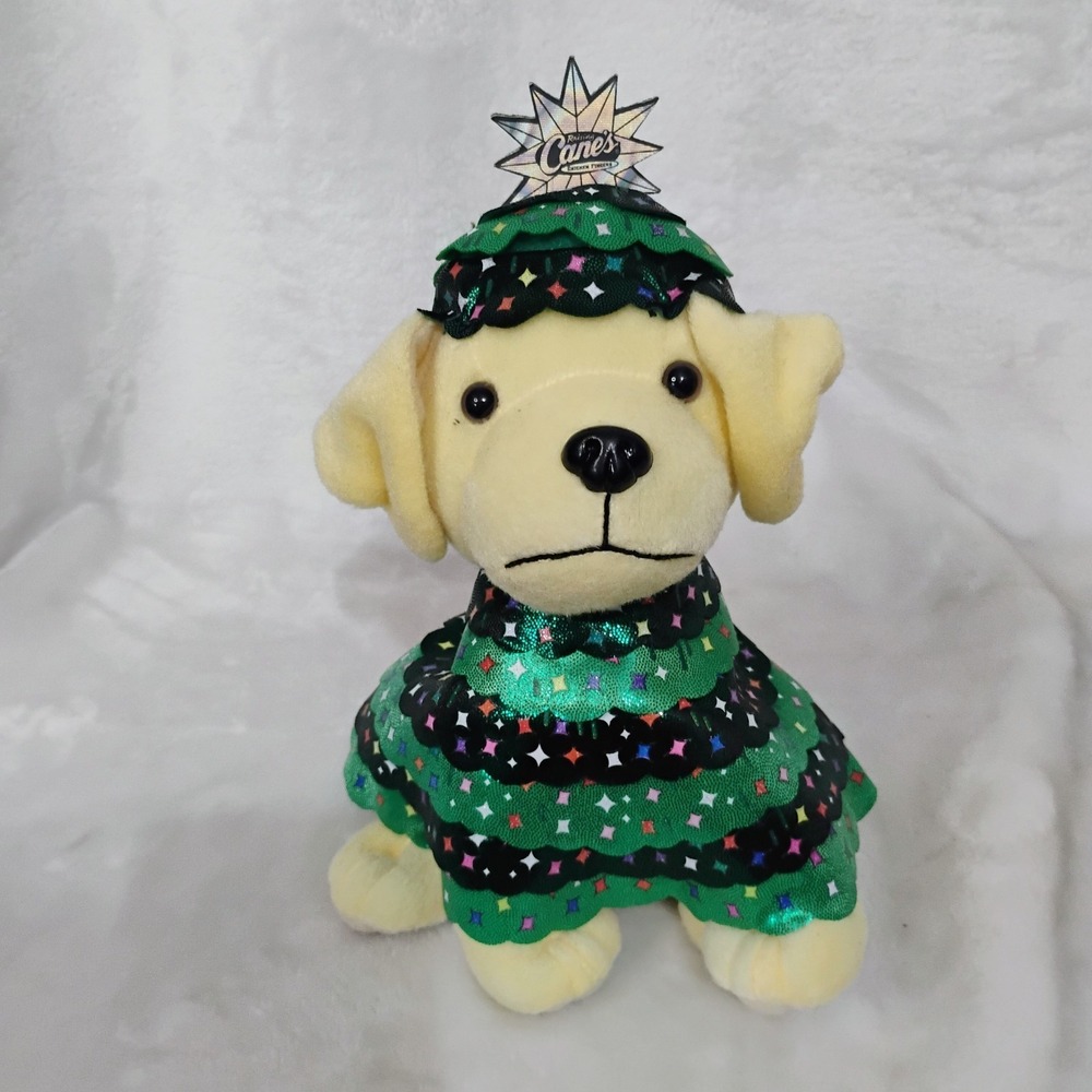 Raising Cane's Rockefeller Tree Plush Dog 2023 Limited Edition Stuffed Toy